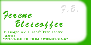 ferenc bleicoffer business card